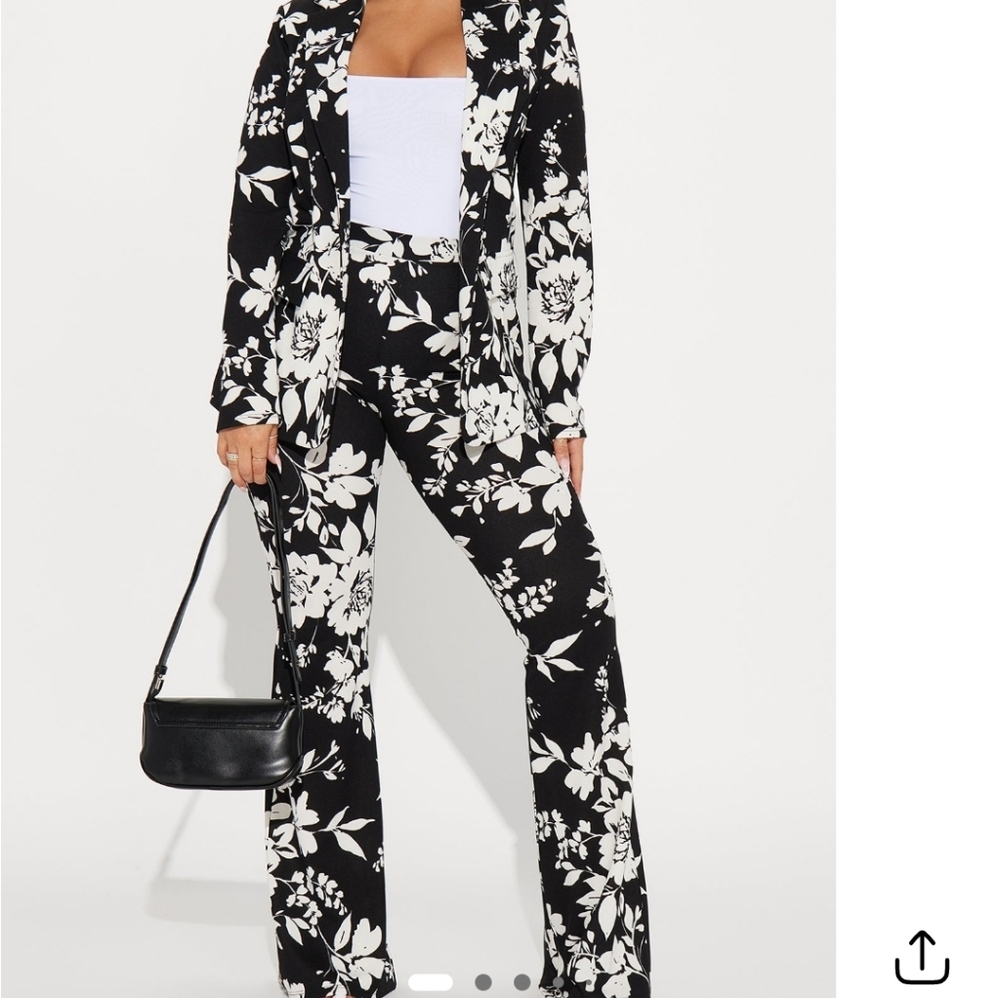Fashion Nova Black and White Floral Pantsuit